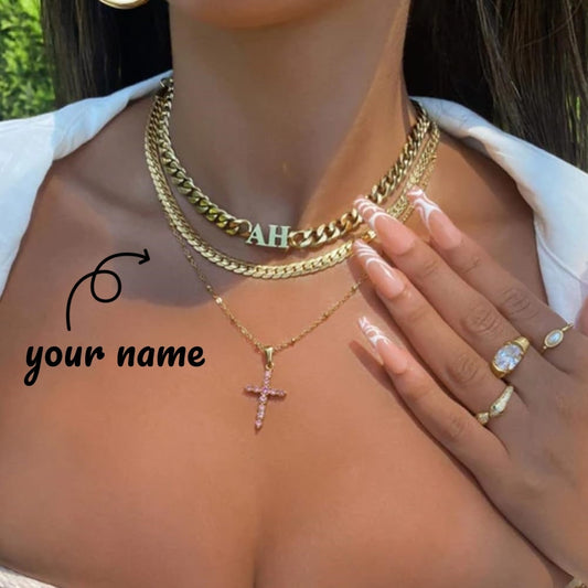 Creative Custom Letter English Name Necklace Stainless Steel  Choker Necklace Personalized Cuban Chain Christmas Gifts Gadgetzy
